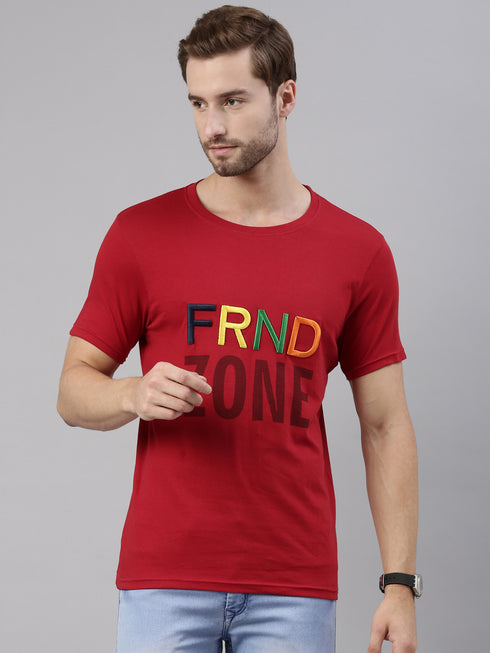 Red Printed Crew Neck Tshirt